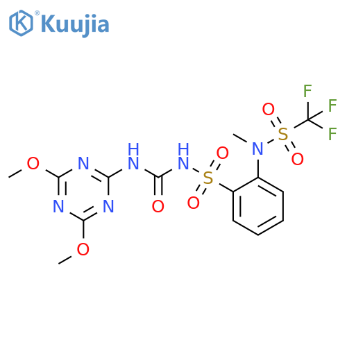 Benzenesulfonamide, N-[[(4,6-dimethoxy-1,3,5-triazin-2-yl)amino]carbonyl]-2-[methyl[(trifluoromethyl)sulfonyl]amino]- structure