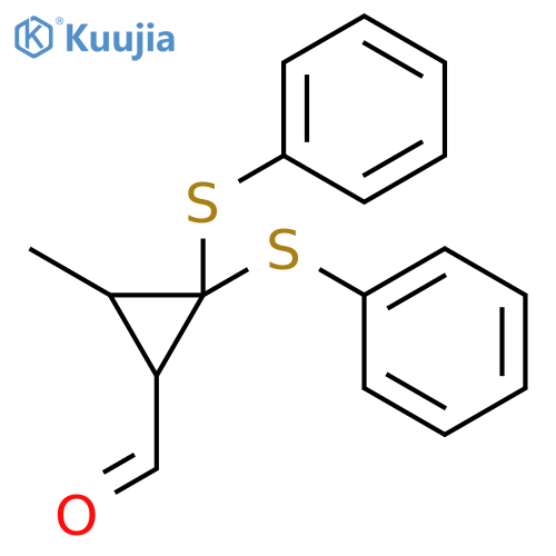 Cyclopropanecarboxaldehyde, 3-methyl-2,2-bis(phenylthio)-, trans- structure
