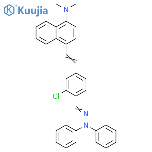Benzaldehyde, 2-chloro-4-[2-[4-(dimethylamino)-1-naphthalenyl]ethenyl]-, 2,2-diphenylhydrazone structure