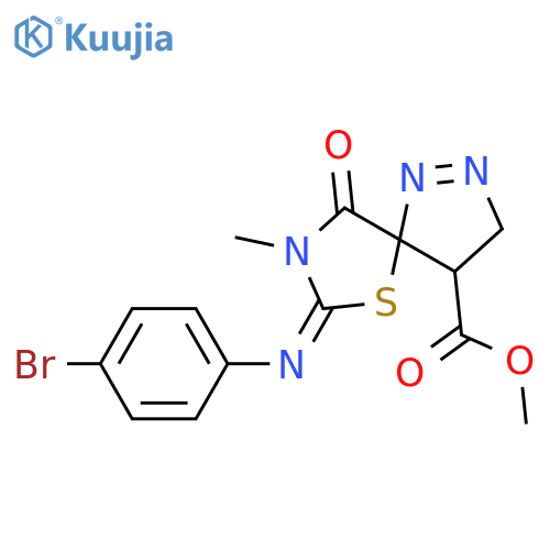 6-Thia-1,2,8-triazaspiro[4.4]non-1-ene-4-carboxylic acid, 7-[(4-bromophenyl)imino]-8-methyl-9-oxo-, methyl ester structure