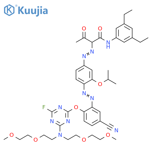Butanamide, 2-[2-[4-[2-[2-[[4-[bis[2-(2-methoxyethoxy)ethyl]amino]-6-fluoro-1,3,5-triazin-2-yl]oxy]-5-cyanophenyl]diazenyl]-3-(1-methylethoxy)phenyl]diazenyl]-N-(3,5-diethylphenyl)-3-oxo- structure