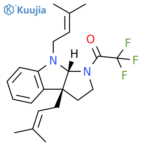 Ethanone, 2,2,2-trifluoro-1-[(3aR,8aR)-3,3a,8,8a-tetrahydro-3a,8-bis(3-methyl-2-buten-1-yl)pyrrolo[2,3-b]indol-1(2H)-yl]-, rel- structure
