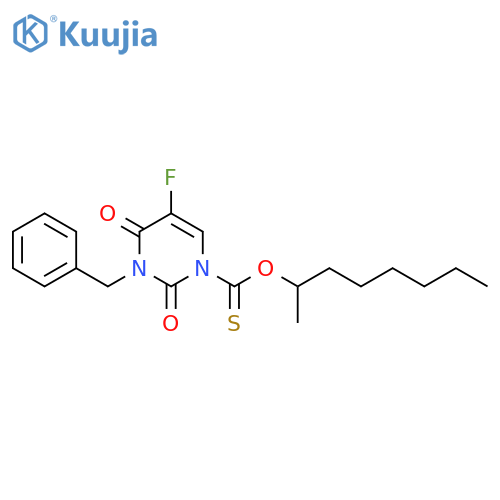 1(2H)-Pyrimidinecarbothioic acid, 5-fluoro-3,4-dihydro-2,4-dioxo-3-(phenylmethyl)-, S-octyl ester structure