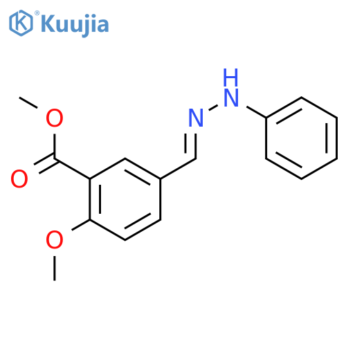 Benzoic acid, 2-methoxy-5-[(phenylhydrazono)methyl]-, methyl ester structure
