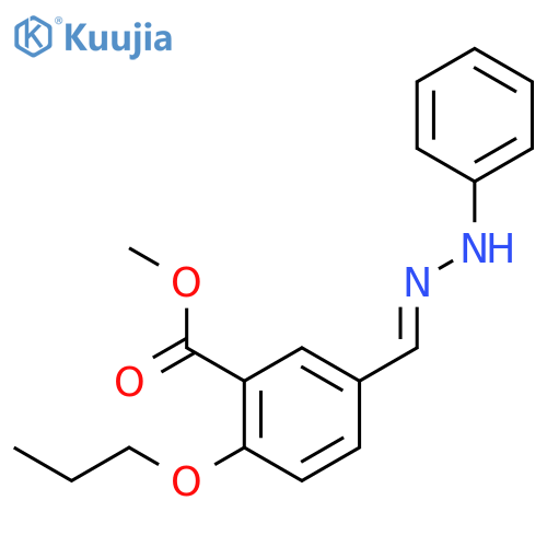 Benzoic acid, 5-[(phenylhydrazono)methyl]-2-propoxy-, methyl ester structure