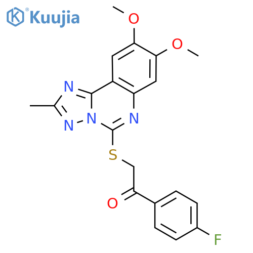 2-({8,9-dimethoxy-2-methyl-1,2,4triazolo1,5-cquinazolin-5-yl}sulfanyl)-1-(4-fluorophenyl)ethan-1-one structure