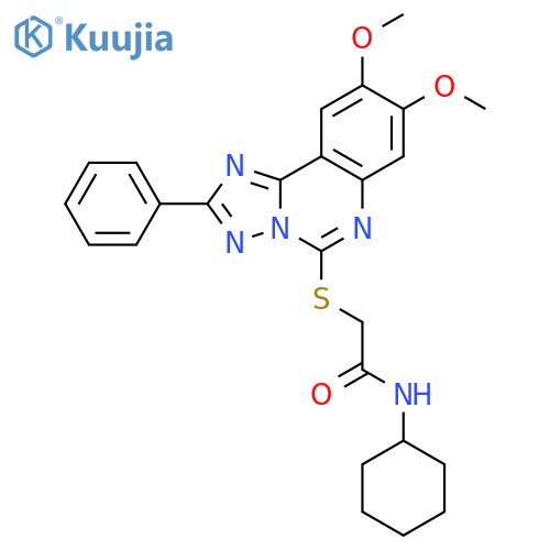 N-cyclohexyl-2-({8,9-dimethoxy-2-phenyl-1,2,4triazolo1,5-cquinazolin-5-yl}sulfanyl)acetamide structure