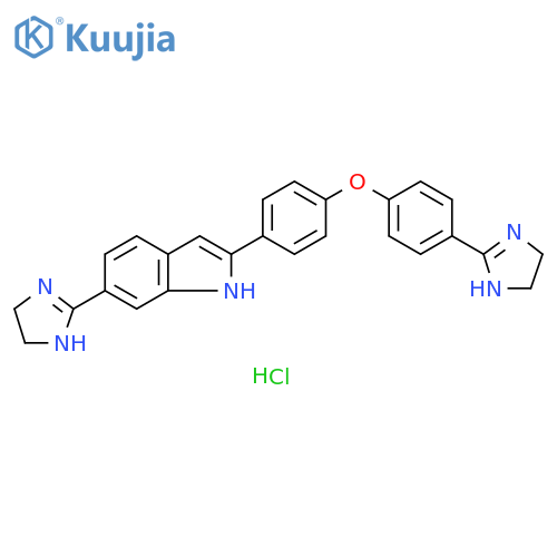 6-(4,5-dihydro-1h-imidazol-2-yl)-2-[4-[4-(4,5-dihydro-1h-imidazol-2-yl)phenoxy]phenyl]-1h-indole;hydrochloride structure