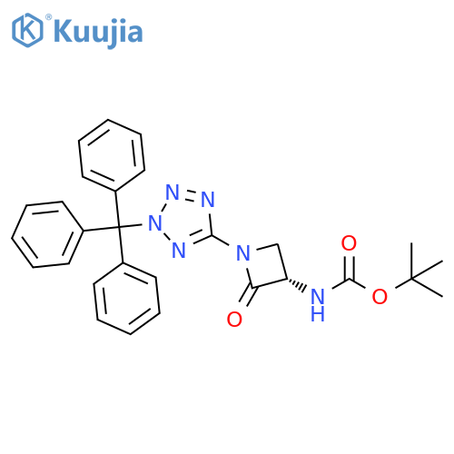 Carbamic acid,[2-oxo-1-[2-(triphenylmethyl)-2H-tetrazol-5-yl]-3-azetidinyl]-,1,1-dimethylethyl ester, (S)- structure