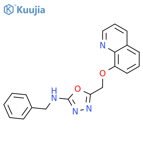 1,3,4-Oxadiazol-2-amine, N-(phenylmethyl)-5-[(8-quinolinyloxy)methyl]- structure