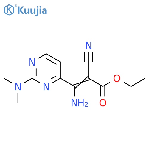 2-Propenoic acid,3-amino-2-cyano-3-[2-(dimethylamino)-4-pyrimidinyl]-, ethyl ester structure