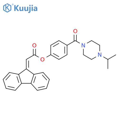 Acetic acid, 2-(9H-fluoren-9-ylidene)-, 4-[[4-(1-methylethyl)-1-piperazinyl]carbonyl]phenyl ester structure