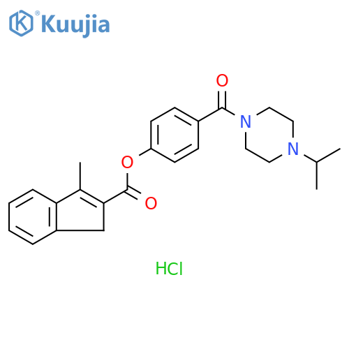 1H-Indene-2-carboxylic acid, 3-methyl-, 4-[[4-(1-methylethyl)-1-piperazinyl]carbonyl]phenyl ester, hydrochloride (1:1) structure