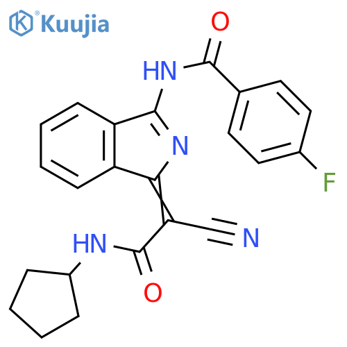 N-(1Z)-1-cyano(cyclopentylcarbamoyl)methylidene-1H-isoindol-3-yl-4-fluorobenzamide structure