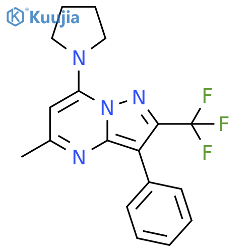 1-5-methyl-3-phenyl-2-(trifluoromethyl)pyrazolo1,5-apyrimidin-7-ylpyrrolidine structure