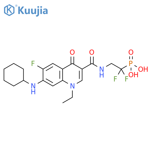 Phosphonic acid,[2-[[[7-(cyclohexylamino)-1-ethyl-6-fluoro-1,4-dihydro-4-oxo-3-quinolinyl]carbonyl]amino]-1,1-difluoroethyl]- structure