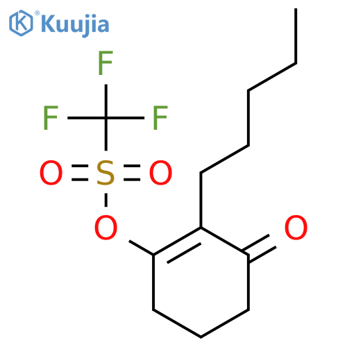 Methanesulfonic acid, trifluoro-, 3-oxo-2-pentyl-1-cyclohexen-1-yl ester structure