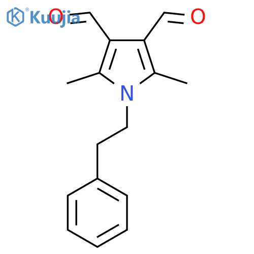 2,5-dimethyl-1-(2-phenylethyl)-1H-pyrrole-3,4-dicarbaldehyde structure