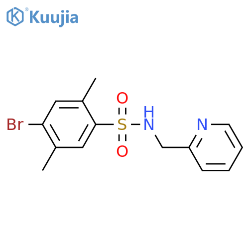 4-bromo-2,5-dimethyl-N-(pyridin-2-yl)methylbenzene-1-sulfonamide structure