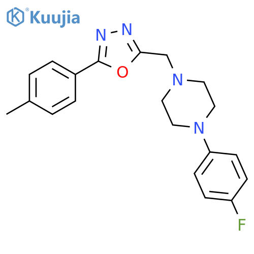 1-(4-fluorophenyl)-4-{5-(4-methylphenyl)-1,3,4-oxadiazol-2-ylmethyl}piperazine structure
