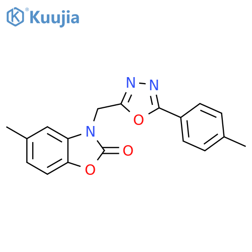 5-methyl-3-{5-(4-methylphenyl)-1,3,4-oxadiazol-2-ylmethyl}-2,3-dihydro-1,3-benzoxazol-2-one structure