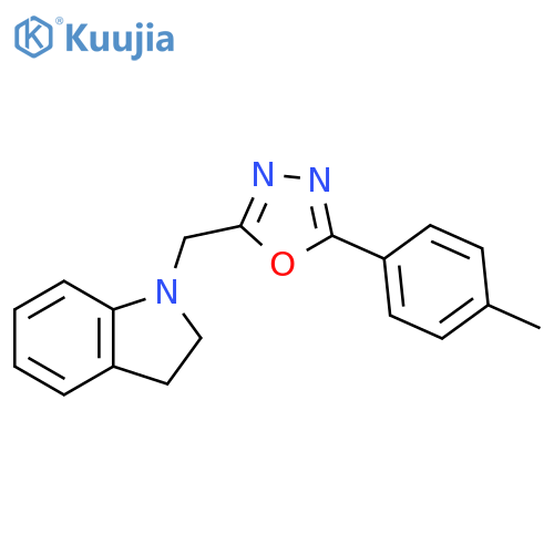1-{5-(4-methylphenyl)-1,3,4-oxadiazol-2-ylmethyl}-2,3-dihydro-1H-indole structure