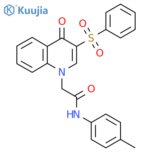2-3-(benzenesulfonyl)-4-oxo-1,4-dihydroquinolin-1-yl-N-(4-methylphenyl)acetamide structure