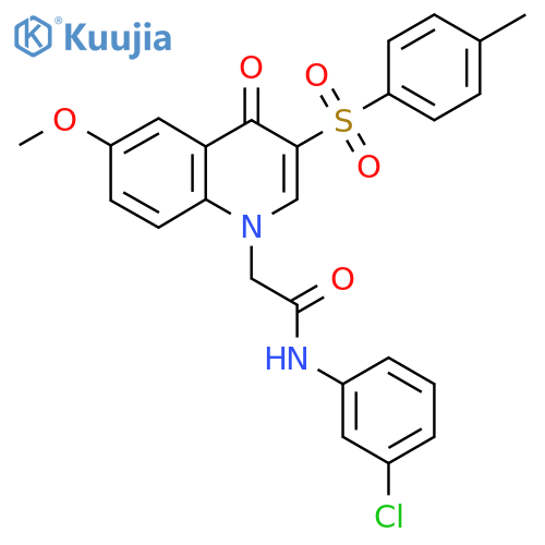 N-(3-chlorophenyl)-2-6-methoxy-3-(4-methylbenzenesulfonyl)-4-oxo-1,4-dihydroquinolin-1-ylacetamide structure