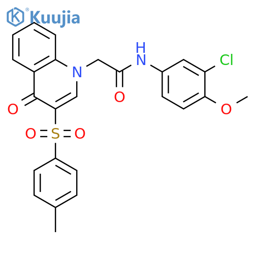 N-(3-chloro-4-methoxyphenyl)-2-3-(4-methylbenzenesulfonyl)-4-oxo-1,4-dihydroquinolin-1-ylacetamide structure