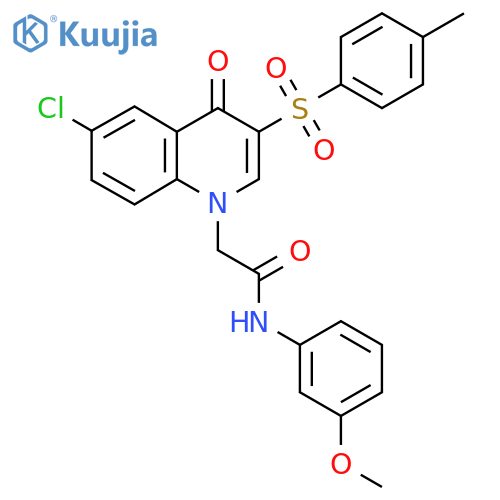2-6-chloro-3-(4-methylbenzenesulfonyl)-4-oxo-1,4-dihydroquinolin-1-yl-N-(3-methoxyphenyl)acetamide structure