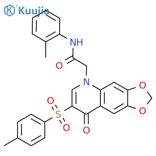 2-7-(4-methylbenzenesulfonyl)-8-oxo-2H,5H,8H-1,3dioxolo4,5-gquinolin-5-yl-N-(2-methylphenyl)acetamide structure