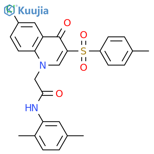 2-6-chloro-3-(4-methylbenzenesulfonyl)-4-oxo-1,4-dihydroquinolin-1-yl-N-(2,5-dimethylphenyl)acetamide structure