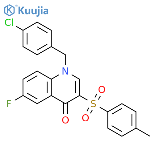 1-(4-chlorophenyl)methyl-6-fluoro-3-(4-methylbenzenesulfonyl)-1,4-dihydroquinolin-4-one structure