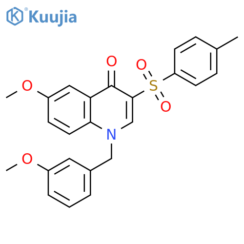 6-methoxy-1-(3-methoxyphenyl)methyl-3-(4-methylbenzenesulfonyl)-1,4-dihydroquinolin-4-one structure