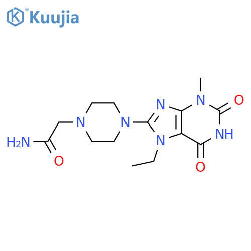 2-4-(7-ethyl-3-methyl-2,6-dioxo-2,3,6,7-tetrahydro-1H-purin-8-yl)piperazin-1-ylacetamide structure