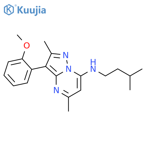 3-(2-methoxyphenyl)-2,5-dimethyl-N-(3-methylbutyl)pyrazolo1,5-apyrimidin-7-amine structure