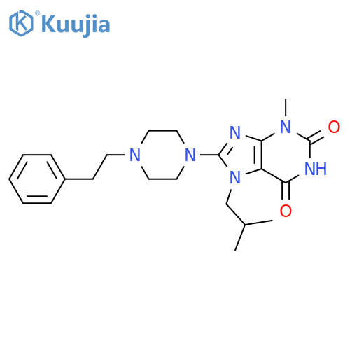 3-methyl-7-(2-methylpropyl)-8-4-(2-phenylethyl)piperazin-1-yl-2,3,6,7-tetrahydro-1H-purine-2,6-dione structure
