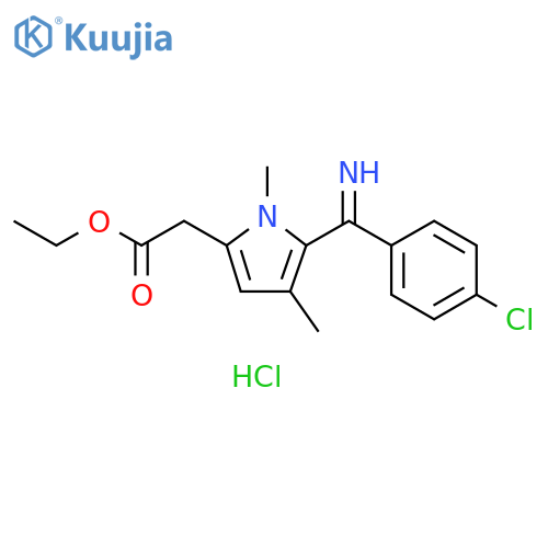 1H-Pyrrole-2-acetic acid, 5-[(4-chlorophenyl)iminomethyl]-1,4-dimethyl-, ethyl ester, hydrochloride (1:1) structure