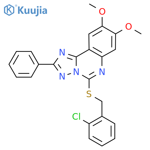 5-{(2-chlorophenyl)methylsulfanyl}-8,9-dimethoxy-2-phenyl-1,2,4triazolo1,5-cquinazoline structure