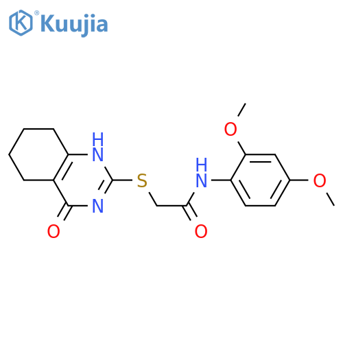 N-(2,4-dimethoxyphenyl)-2-(4-hydroxy-5,6,7,8-tetrahydroquinazolin-2-yl)sulfanylacetamide structure