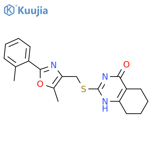 2-({5-methyl-2-(2-methylphenyl)-1,3-oxazol-4-ylmethyl}sulfanyl)-5,6,7,8-tetrahydroquinazolin-4-ol structure