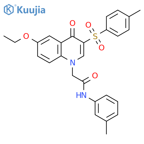 2-6-ethoxy-3-(4-methylbenzenesulfonyl)-4-oxo-1,4-dihydroquinolin-1-yl-N-(3-methylphenyl)acetamide structure