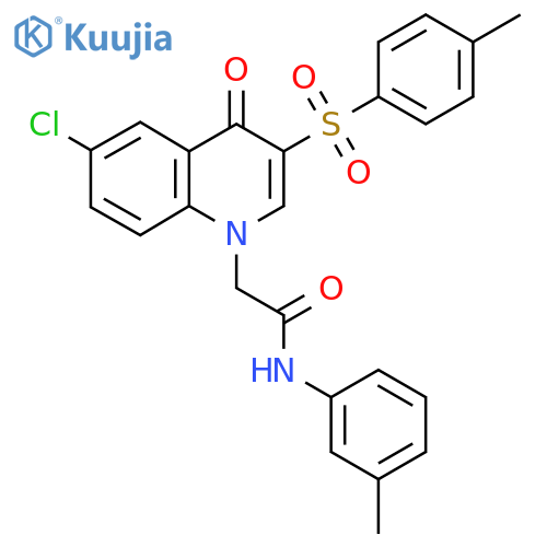 2-6-chloro-3-(4-methylbenzenesulfonyl)-4-oxo-1,4-dihydroquinolin-1-yl-N-(3-methylphenyl)acetamide structure