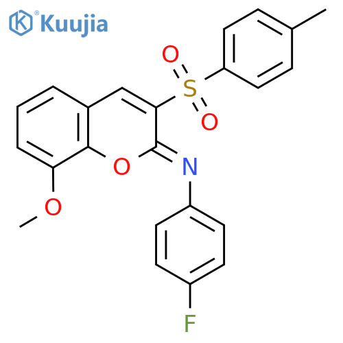 (2Z)-N-(4-fluorophenyl)-8-methoxy-3-(4-methylbenzenesulfonyl)-2H-chromen-2-imine structure