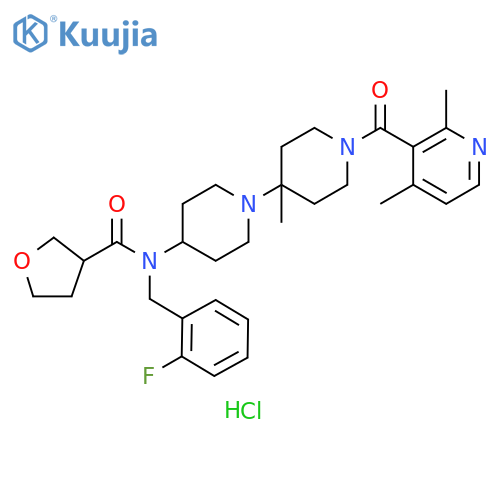 3-Furancarboxamide,N-[1'-[(2,4-dimethyl-3-pyridinyl)carbonyl]-4'-methyl[1,4'-bipiperidin]-4-yl]-N-[(2-fluorophenyl)methyl]tetrahydro-, dihydrochloride structure