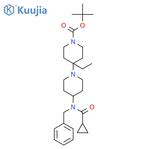 [1,4'-Bipiperidine]-1'-carboxylic acid,4-[(cyclopropylcarbonyl)(phenylmethyl)amino]-4'-ethyl-, 1,1-dimethylethylester structure