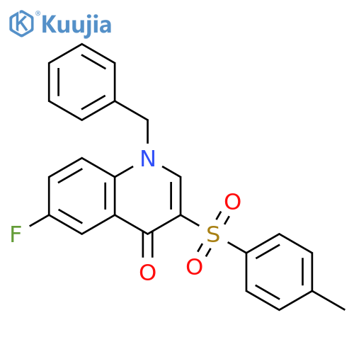 1-benzyl-6-fluoro-3-(4-methylbenzenesulfonyl)-1,4-dihydroquinolin-4-one structure