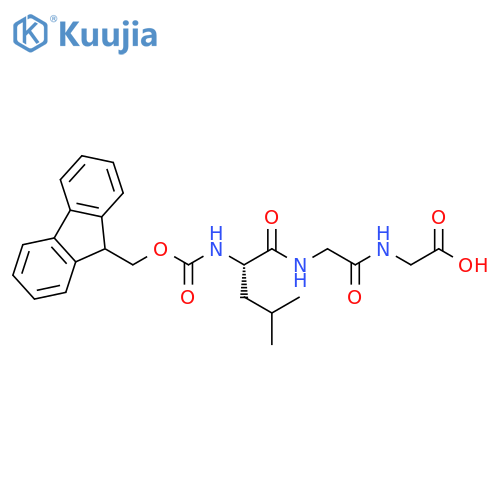 2-{2-(2S)-2-({(9H-fluoren-9-yl)methoxycarbonyl}amino)-4-methylpentanamidoacetamido}acetic acid structure