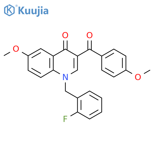 1-(2-fluorophenyl)methyl-6-methoxy-3-(4-methoxybenzoyl)-1,4-dihydroquinolin-4-one structure
