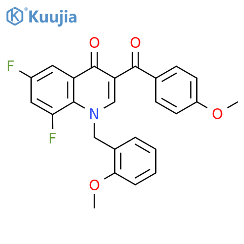 6,8-difluoro-3-(4-methoxybenzoyl)-1-(2-methoxyphenyl)methyl-1,4-dihydroquinolin-4-one structure